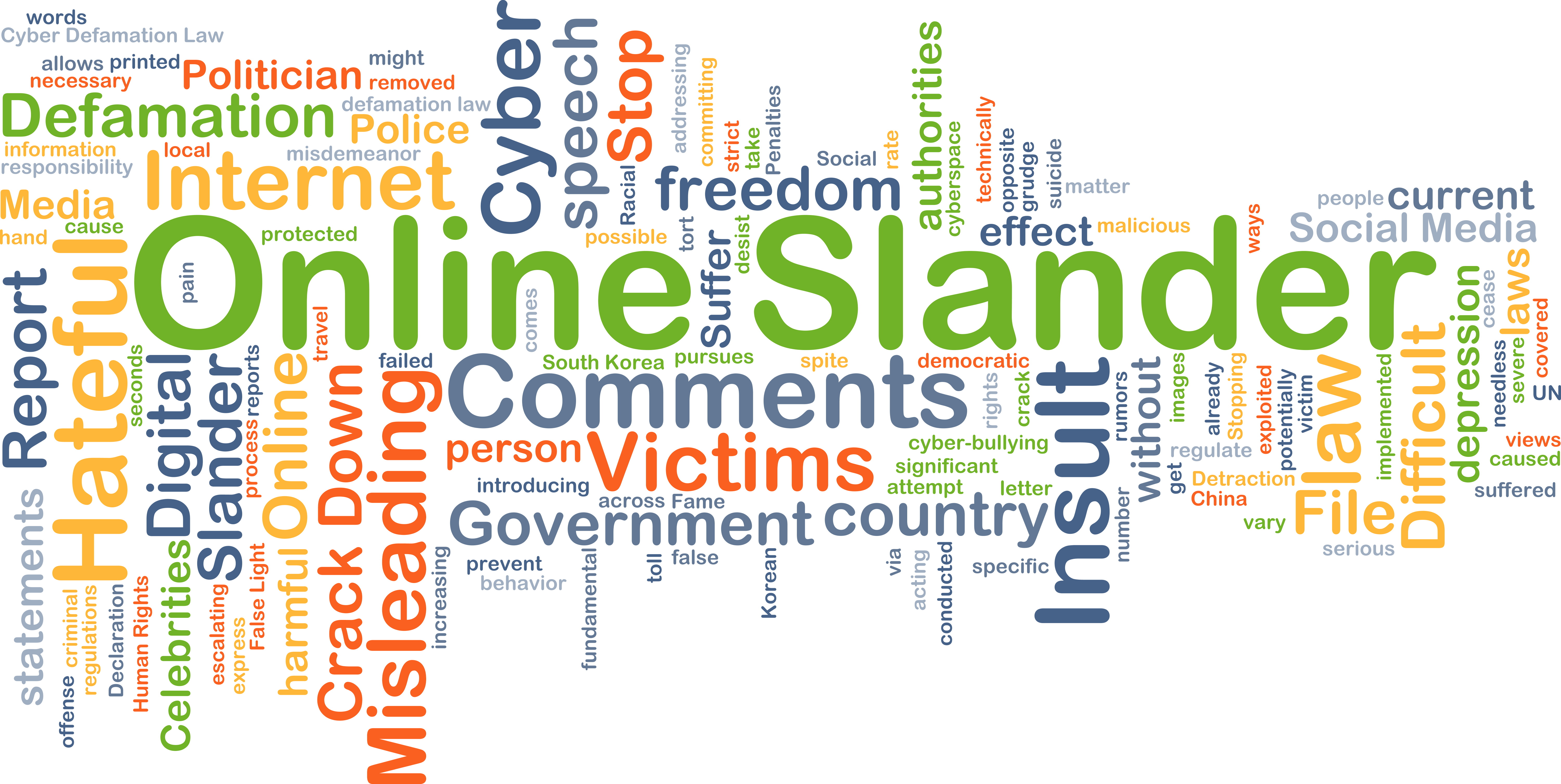 Background concept wordcloud illustration of online slander